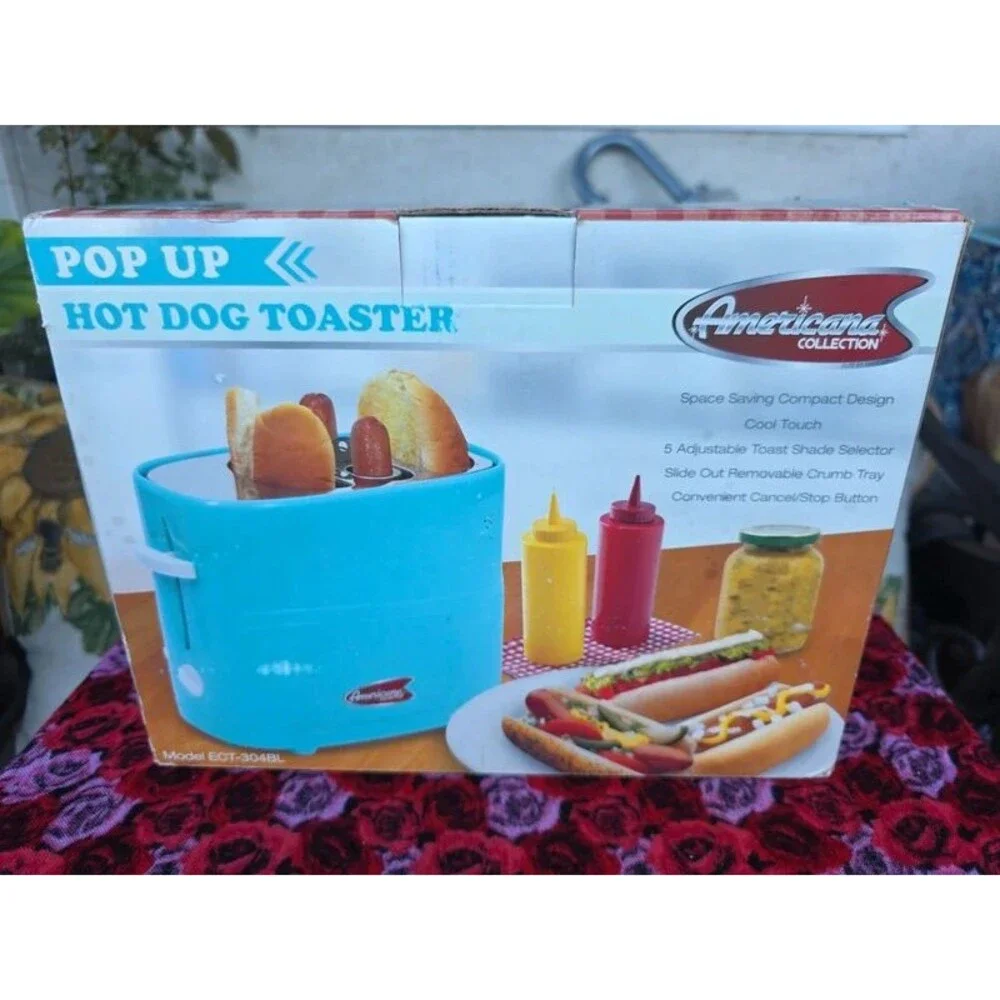 Americana Collection Retro Pop-Up Hot Dog Toaster & Bun Warmer NEW Old stock